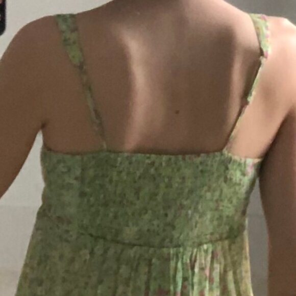 Milk Shop Lime Green Floral Spaghetti Strap Babydoll Summer Top Small - Picture 4 of 13